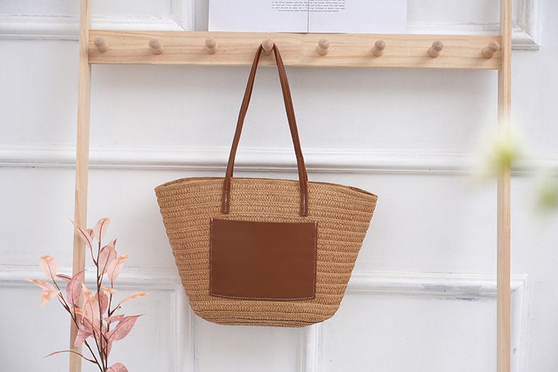 Borse da donna Borsa a tracolla intrecciata fresca e dolce Borsa di paglia Borsa tote alla moda e semplice Borsa da viaggio per tutte le occasioni Borsa da viaggio per le vacanze al mare_voghion.com