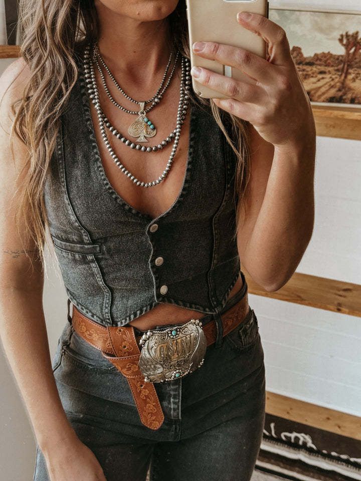 Dámské oblečení Nová osobnost Hot Girl Dámská bez rukávů Jednořadové top s výstřihem do V Džínová vesta_voghion.com