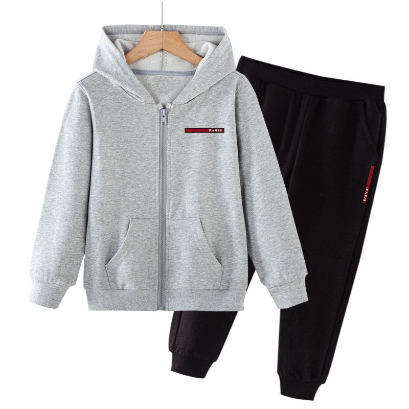 Mother & Kids Jacket Set Spring And Autumn New Style For Boys And Girls, Medium And Large Children's Hooded Top And Trousers Two Piece Set With_voghion.com