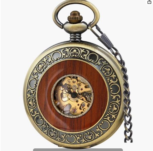 New High-End Stainless Steel Interwood Flip Cover Silent Mechanical Pocket Watch_voghion.com