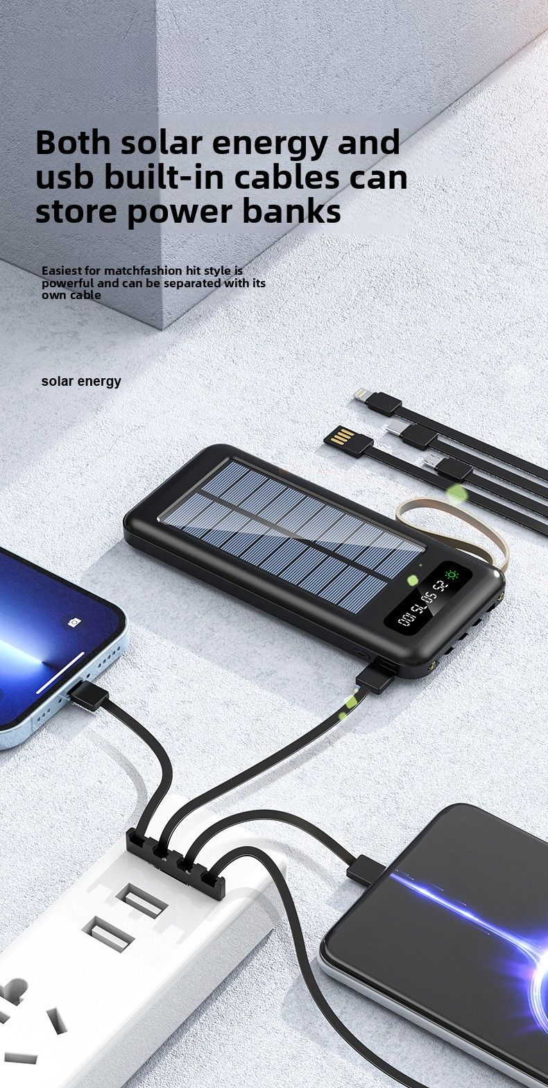 Outdoor Solar Large Capacity Power Bank Shared Built-in Cable Charger 20000mAh_voghion.com