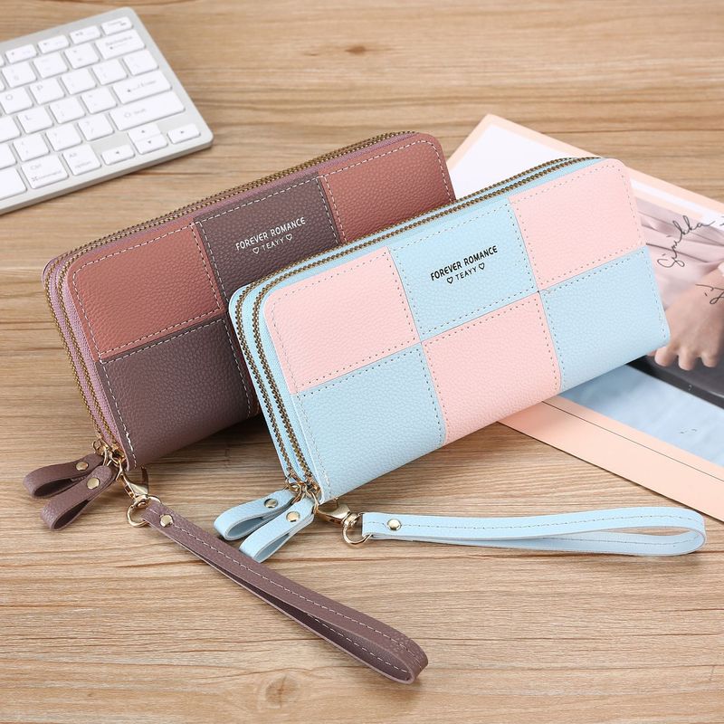 Multi-color Optional Girls' Long Wallet, Wallet In Hand, Women's Three-color Splicing Zipper, Mobile Phone Bag, Wallet, Wallet_voghion.com