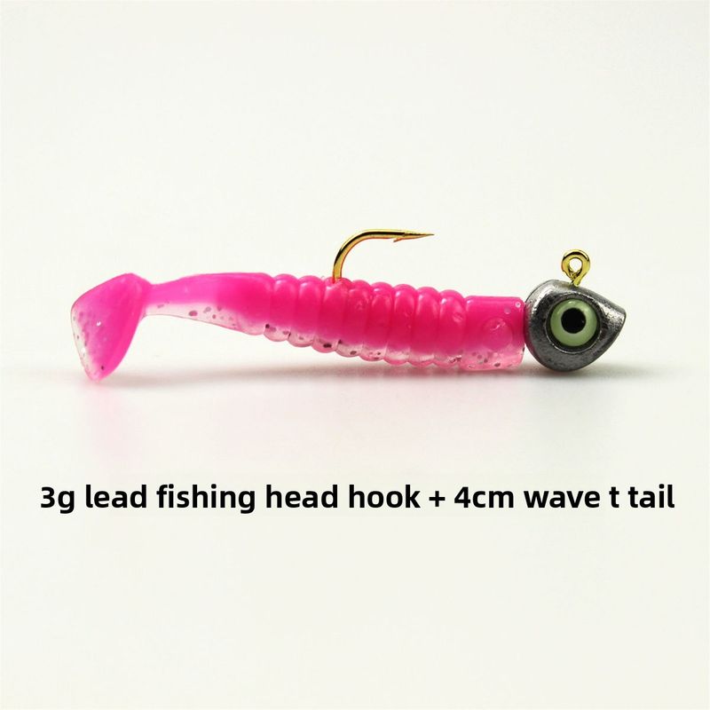Luminous Root Lure Micro Lead Head Hook Set Bass Mandarin Fish Sea Fishing Wave T Tail Small Soft Worm 3cm_voghion.com
