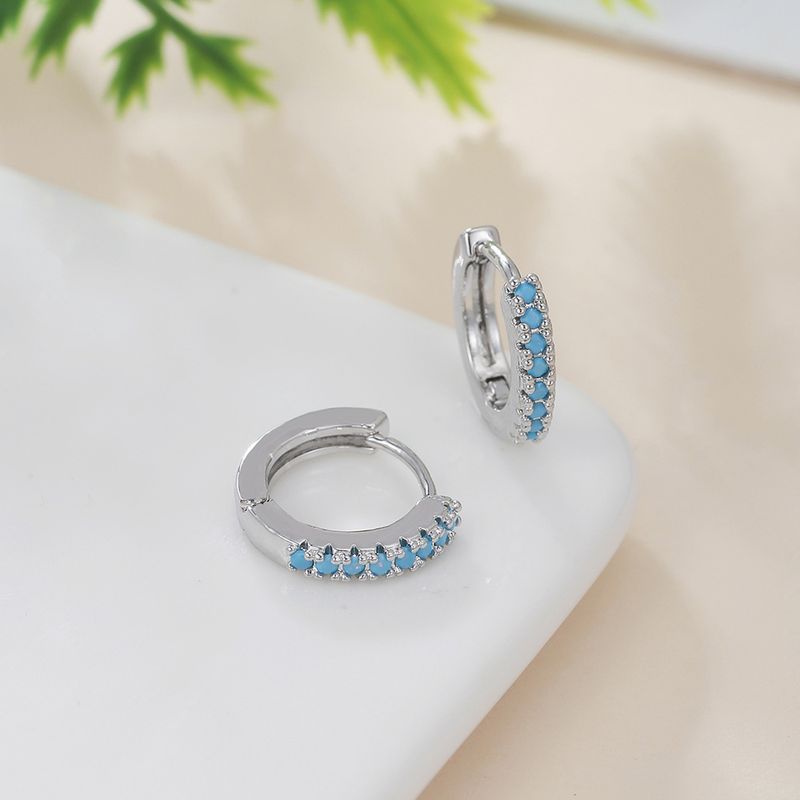 Popular Color Zircon Ear Buckle Micro-inlaid Geometric Ear Ring Temperament Simple Personality Earrings_voghion.com