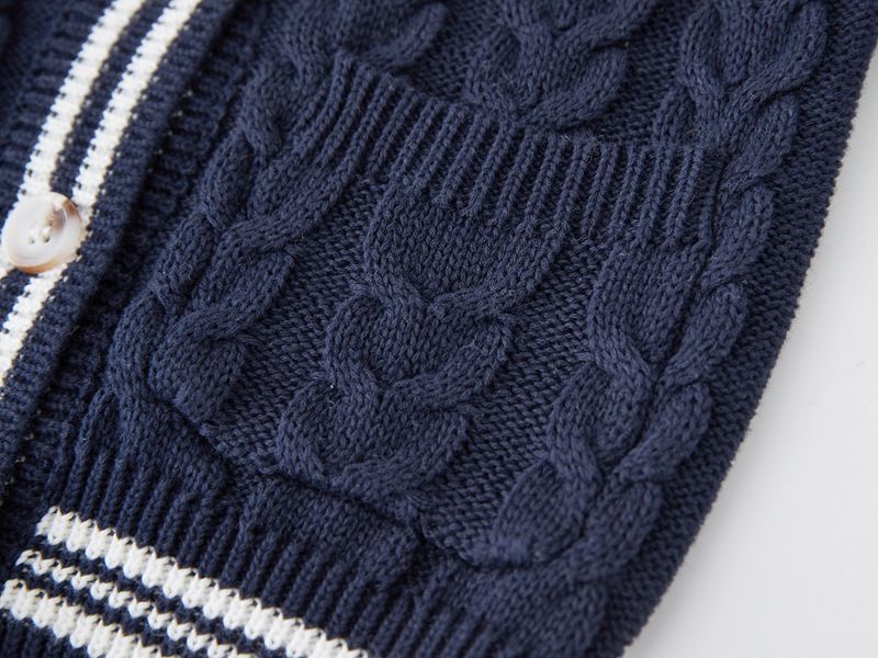 Baumwoll-Cardigan für Unisex-Kinder – Strickpullover mit Farbblockdesign (90–130 cm, 100 % Baumwolle, Sicherheitsklasse A, für Frühling/Herbst)_voghion.com