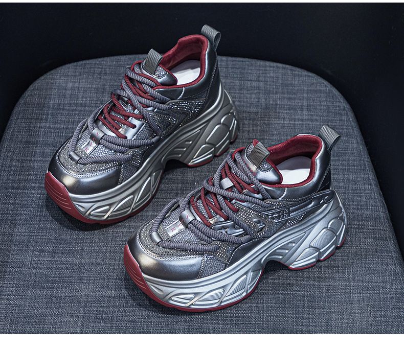 thick-soled Dad Shoes Women's Casual Versatile Fabric 9cm Height-increasing Women's Shoes_voghion.com