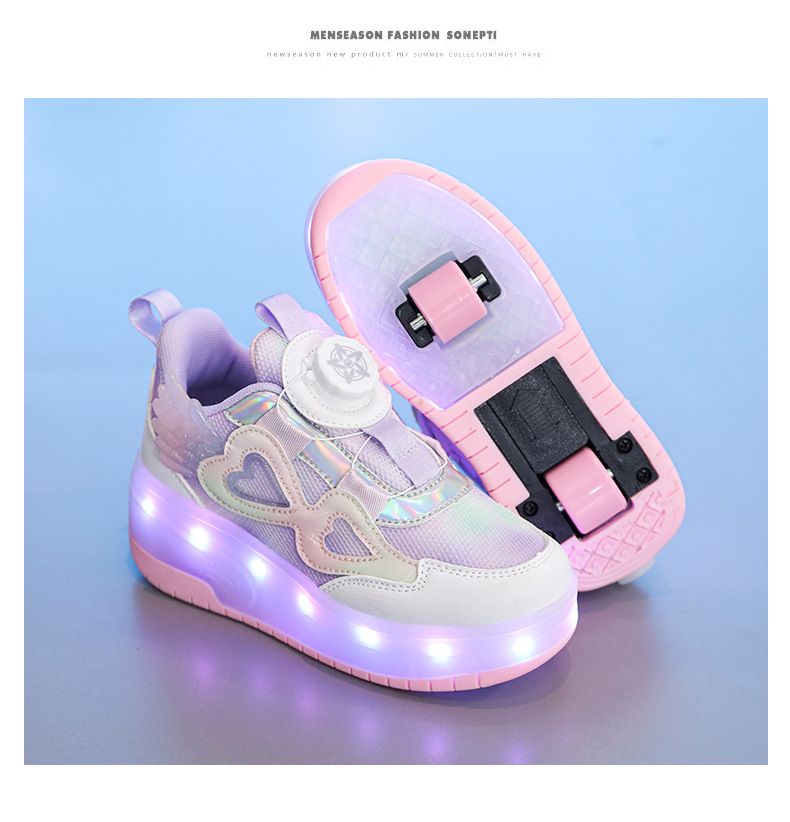 Bērnu apģērbs Meiteņu spīdoši skriešanas apavi, augstas kvalitātes skrituļslidas, populāri bērnu sporta apavi ar sietu, skolēnu divriteņu slidas_voghion.com
