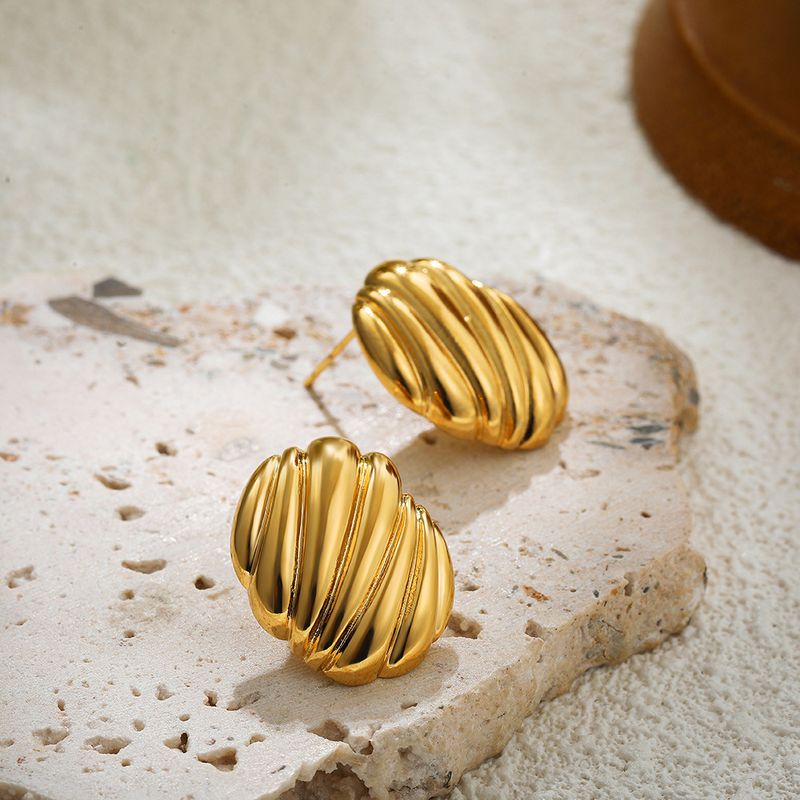 Orecchini unisex ovali placcati con filo, orecchini a forma di pane con trama irregolare, orecchini semplici per donna_voghion.com