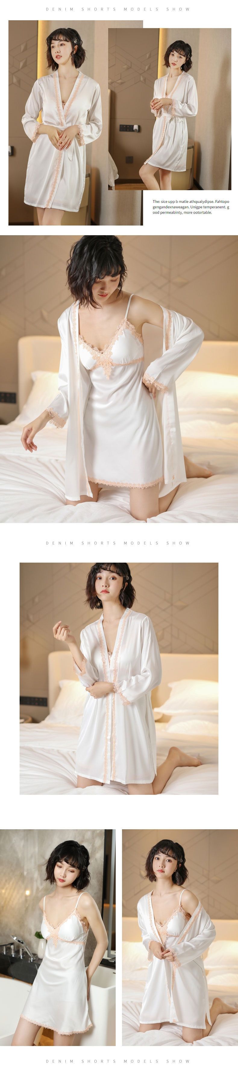 Camicia da notte sexy invernale da donna in due pezzi, accappatoio sottile in seta ghiacciata primaverile e autunnale_voghion.com