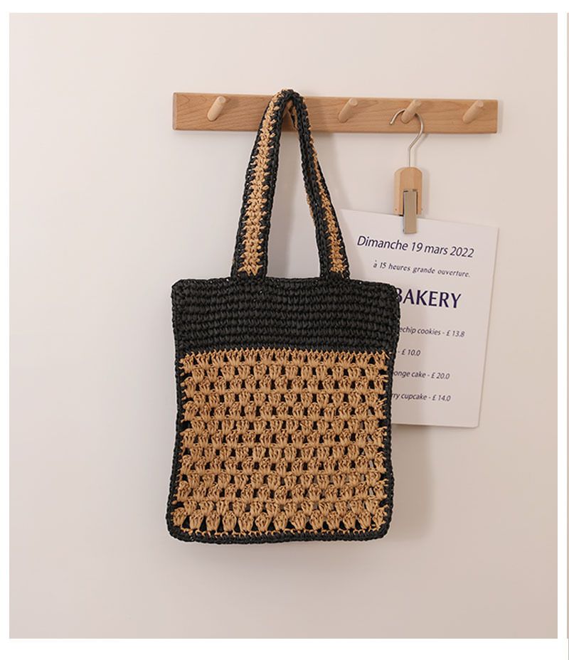 Borsa a tracolla in paglia francese cava, nuovo stile, borsa intrecciata a mano, borsa da spiaggia in stile festivo, borsa da donna versatile_voghion.com