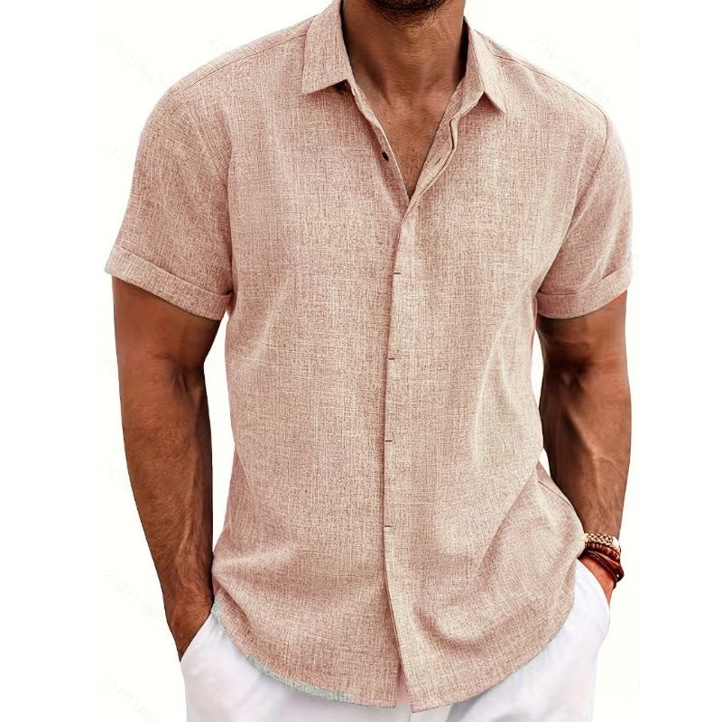 Men's Clothing Men's Linen Short Sleeved T Shirts Loose Undershirt Solid Color Short Sleeved Cotton And Linen Shirts_voghion.com
