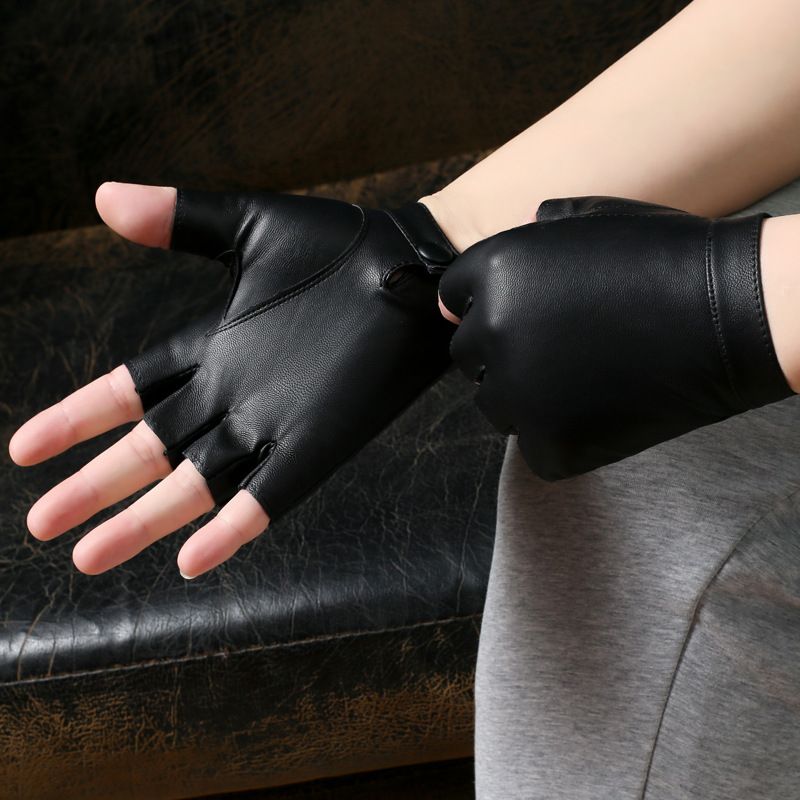 Herrhandskar Halvfinger Pu Enfärgad Herrmotorcykel Motorcykel Street Dance Performance Nattklubb Utomhushandskar_voghion.com