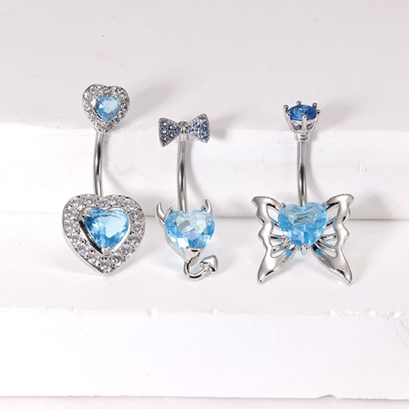 Piercing per ombelico leggero con design a forma di diavoletto e cuore a farfalla in acciaio inossidabile transfrontaliero_voghion.com