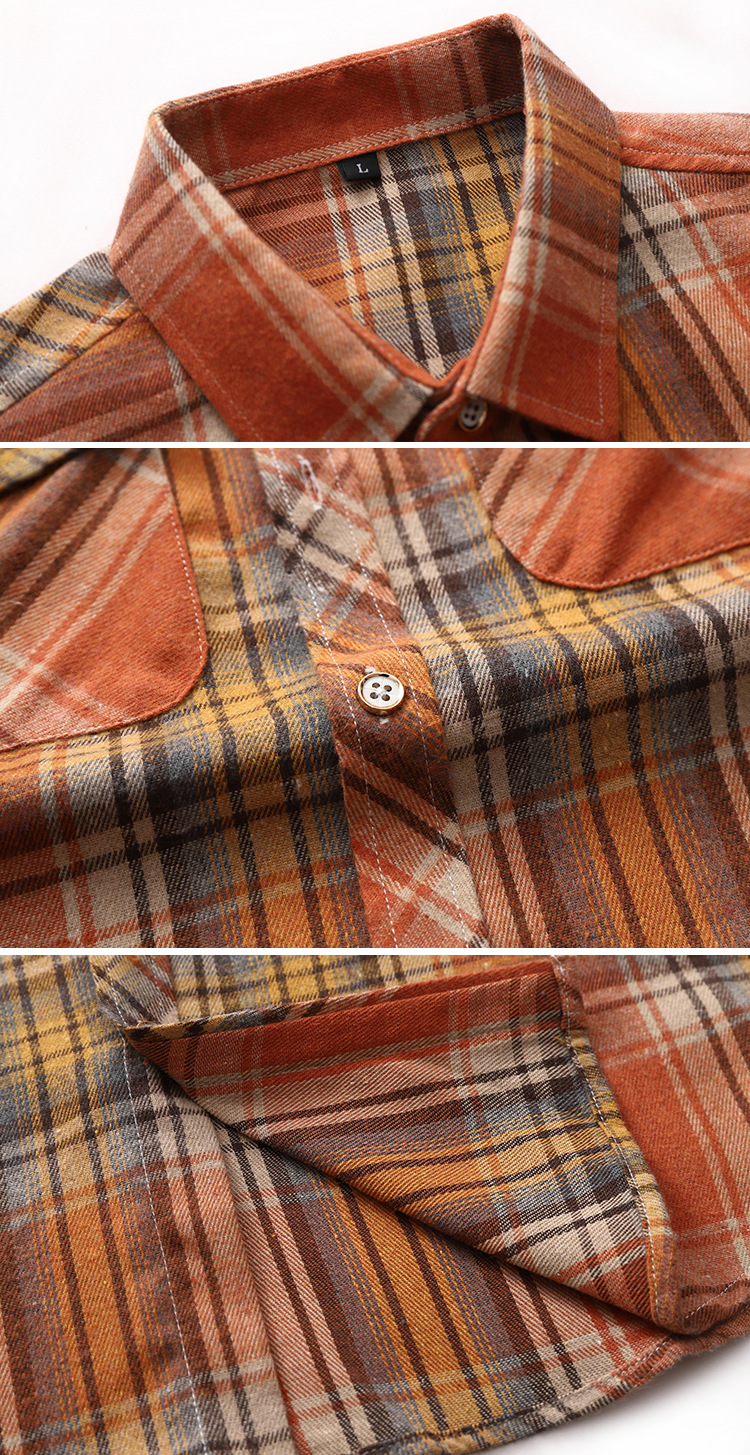 Men's Shirt Double Pocket Plaid Handsome Youth Long-sleeved Shirt Trendy_voghion.com