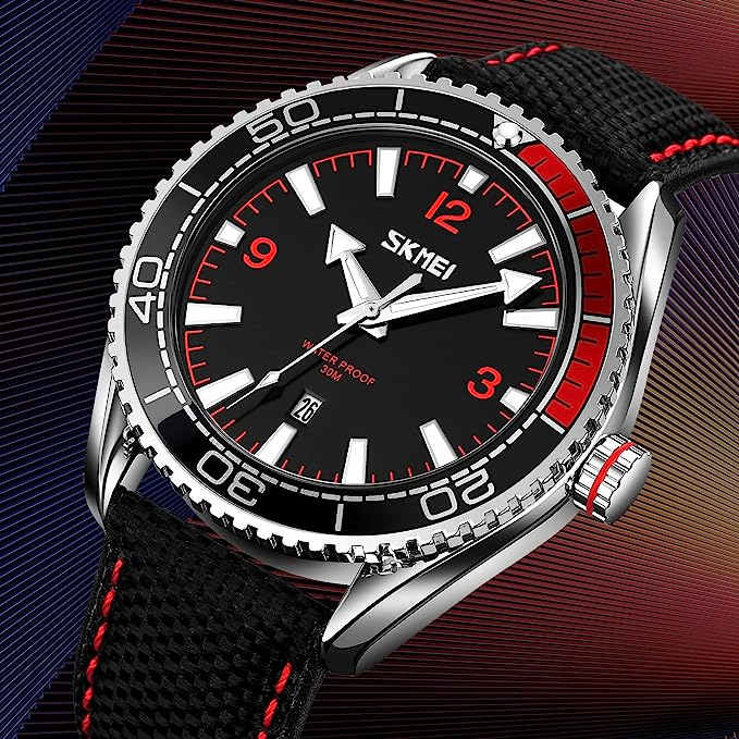 SKMEI Men's Wrist Watch, Quartz Watch with Leather Strap, Fashion Minimalist Waterproof Watch Analog Date Business Watches for Men_voghion.com