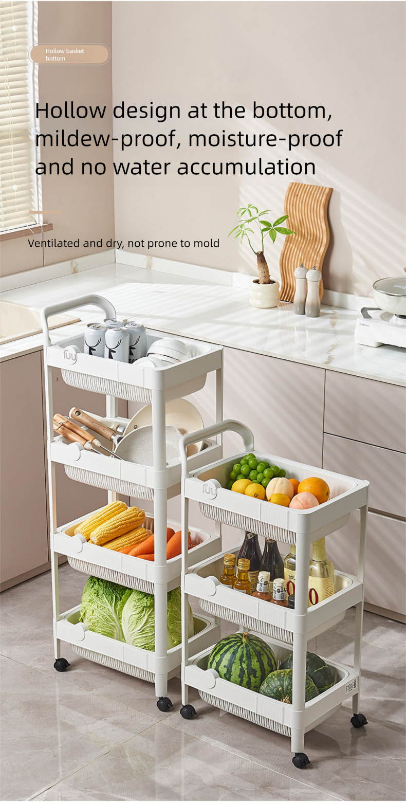 Accueil Bureau Snack Stockage en plastique Plancher Organisateur multicouche Chariot Affichage Étagère à couches Intégrée_voghion.com