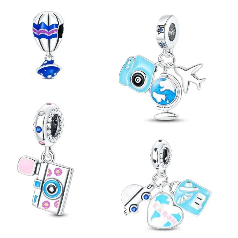 Hot Selling 925 Sterling Silver Travel Style Blue Car Charms Beads Pendant FIT Bracelet Necklace Diy For Women Jewelry_voghion.com