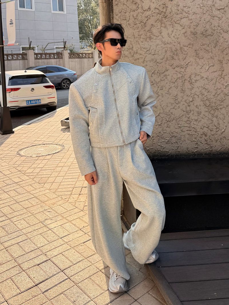 Conjunto de chaqueta y pantalón Eon Modish 25 de estilo americano moderno de otoño, con diseño dividido y personalidad._voghion.com