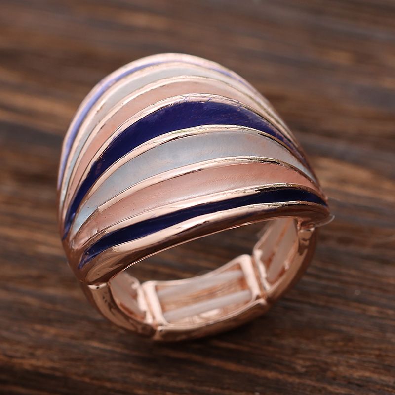 Cross-Border Hot Selling Enamel Color Geometric Elastic Ladies Fashion High Sense Rose Flower Alloy Ring_voghion.com