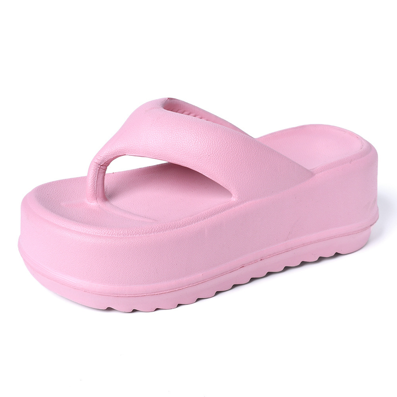 EVA thick-soled high-heeled flip-flops women's non-slip soft bottom stepping on feces feeling pinch-toe flip-flops for women_voghion.com