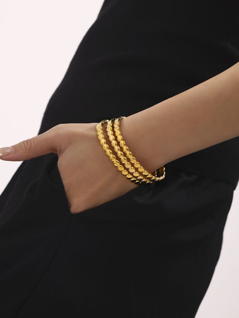 Square Sugar Ins Gold Bean Dot Buckle Bracelet Titanium Steel Non Fading Bracelet_voghion.com