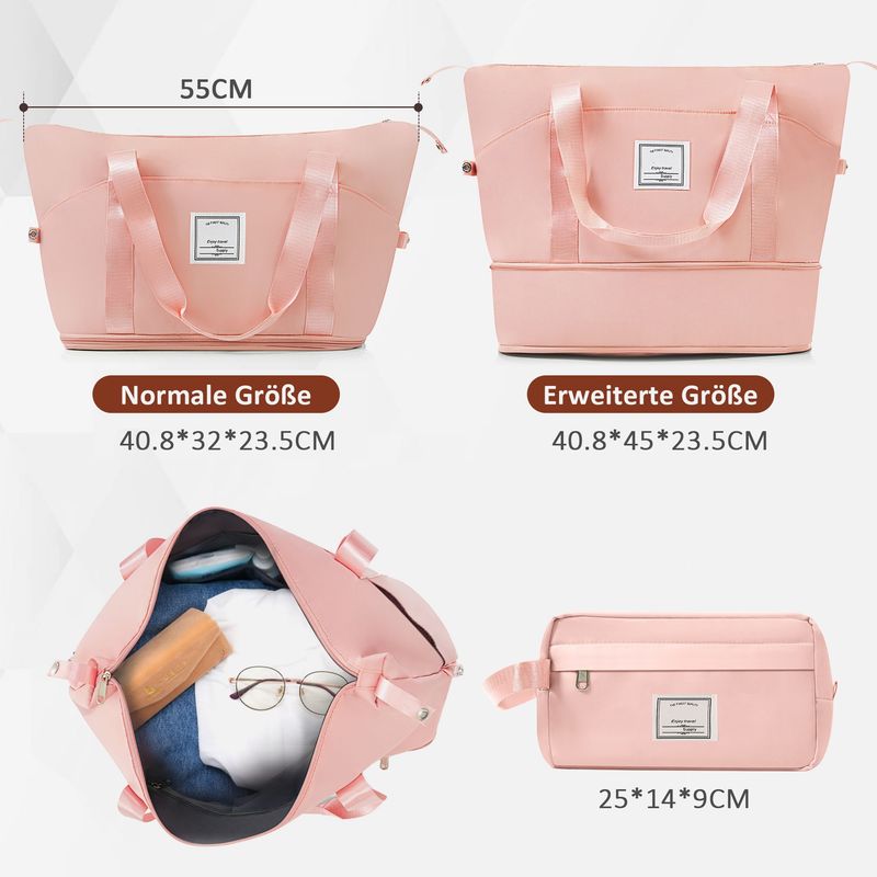 Ensemble de valises rigides en ABS rose avec roulettes pivotantes et cadenas, tailles M-L-XL, trousse de toilette incluse_voghion.com