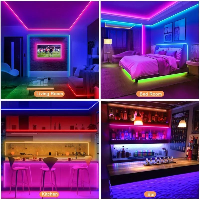 Home & Garden hot selling LED light strip set 24V 3535 low voltage rgb light strip self adhesive 44 key music bluetooth soft light strip_voghion.com