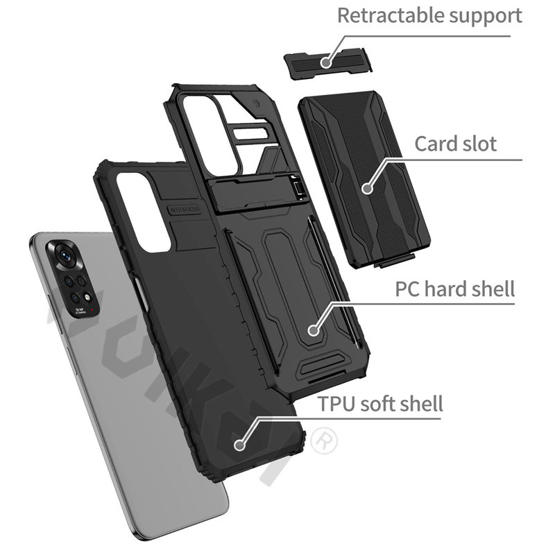 Shockproof Armor Case Fir Xiaomi Redmi Note 11S 11 10 10S 9 Pro Max 11T Poco M4 M3 X3 Pro Anti Shock KickStand Card Slot_voghion.com