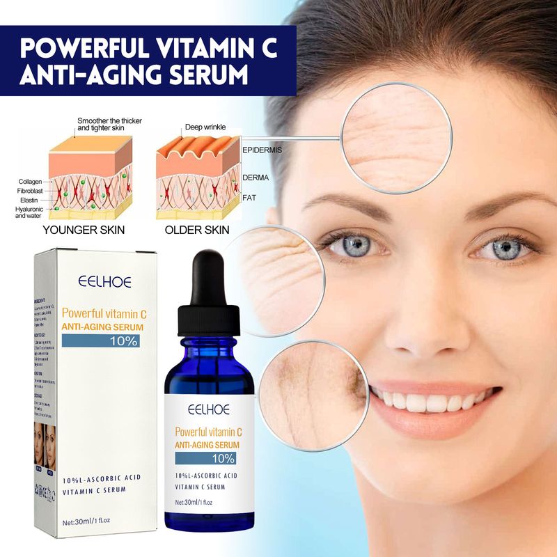 EELHOE Vitamin C Anti-Aging Serum, Moisturizing, Hydrating And Lightening Fine Lines, Raising Head Lines, Firming And Anti-Aging Essence_voghion.com