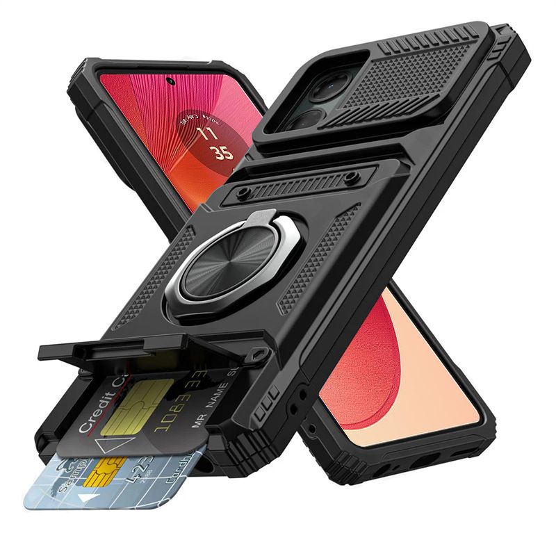 Hülle Fusion Pro mit magnetischem Kartenhalter und gedrehtem Ringständer für Motorola Edge 50 Ultra Cover_voghion.com