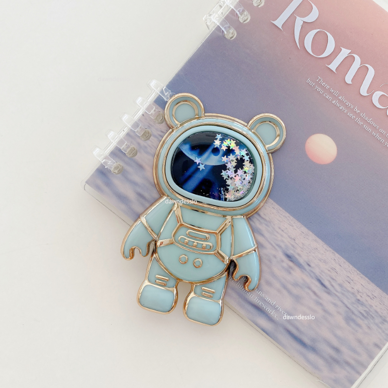 Faltbare Desktop-Halterung Kawaii Cartoon-Ständer Niedlicher flüssiger Treibsand-Astronauten-Ständerhalter Telefonhalter Schreibtischzubehör_voghion.com