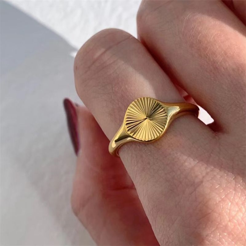 Anello ovale inciso in acciaio inossidabile, semplice, geometrico, gioiello alla moda da donna, nuovo arrivo_voghion.com