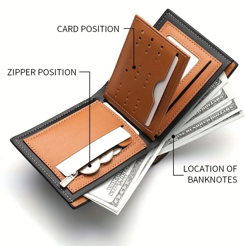 1 billetera con estampado en relieve 3D de león para hombre, de cuero sintético, para tarjetas de crédito, monedas, regalo de Navidad_voghion.com