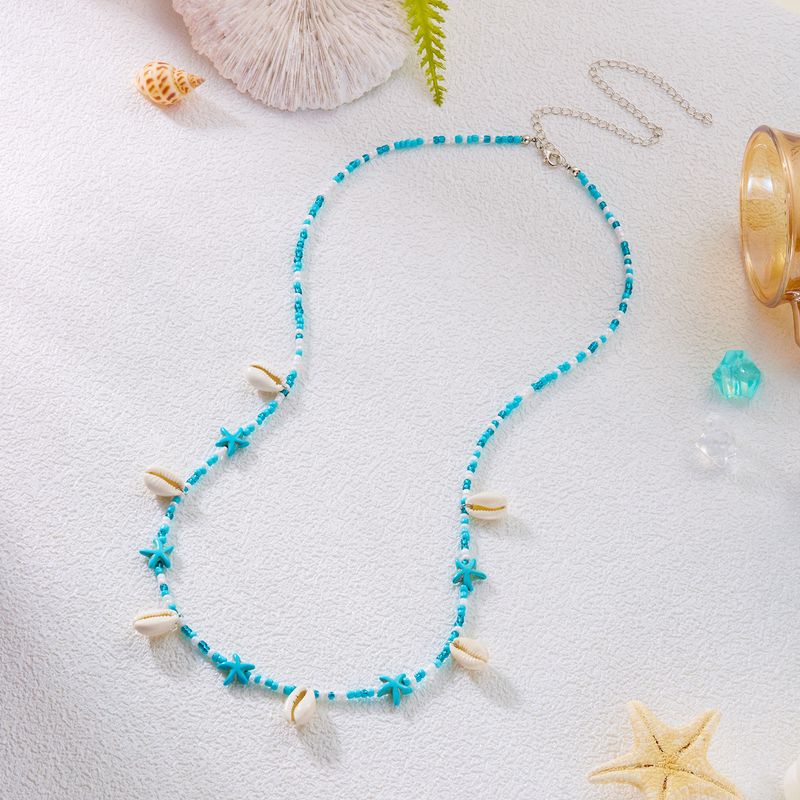 Chaîne de taille simple et sexy pour femme, style coréen, coquillage, étoile de mer, perles de riz, pour l'été, la plage, polyvalente et décontractée_voghion.com