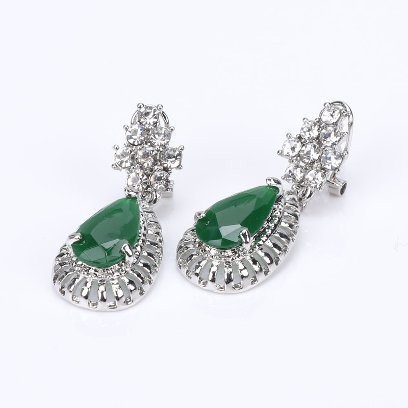 Damen Moud Braut Party Feierdag Bijouen Set Halskette Ouerréng Bracelet Ring Kristall Strass Edelsteen Party Bijouen Sets_voghion.com