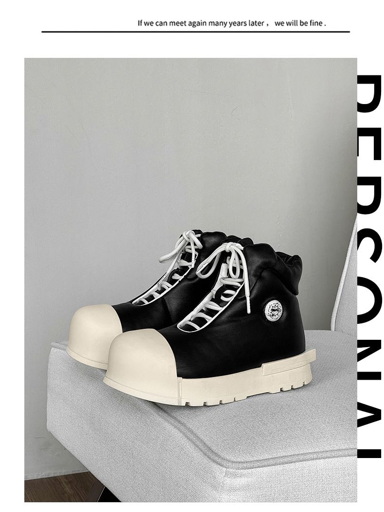 Herrenschuhe Big Head High Top Schuhe Männer und Frauen Dicke Unterseite Erhöhung Martin Stiefel Nischen High Street Style Board Schuhe Paar Brot Schuhe_voghion.com