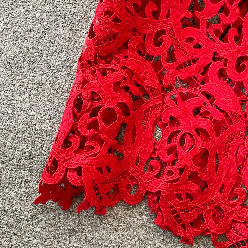 Îmbrăcăminte pentru femei Umăr retro lanternă rochie expusă rochie cu talie fustă înfășurată rochie cu o mânecă rochie rochie roșie antică cu guler cu fustă lungă_voghion.com