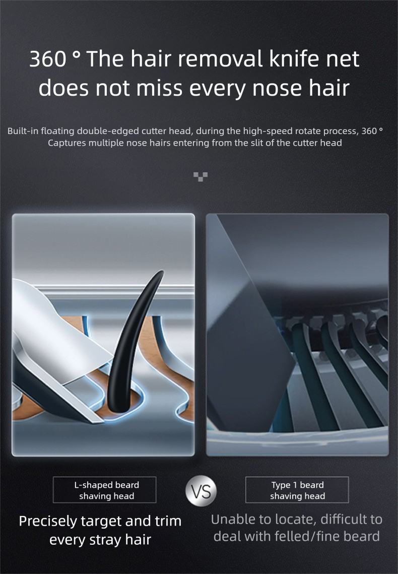 Unisex-Nasenhaartrimmer, elektrischer Rasierer für Erwachsene, leise, lange Akkulaufzeit_voghion.com