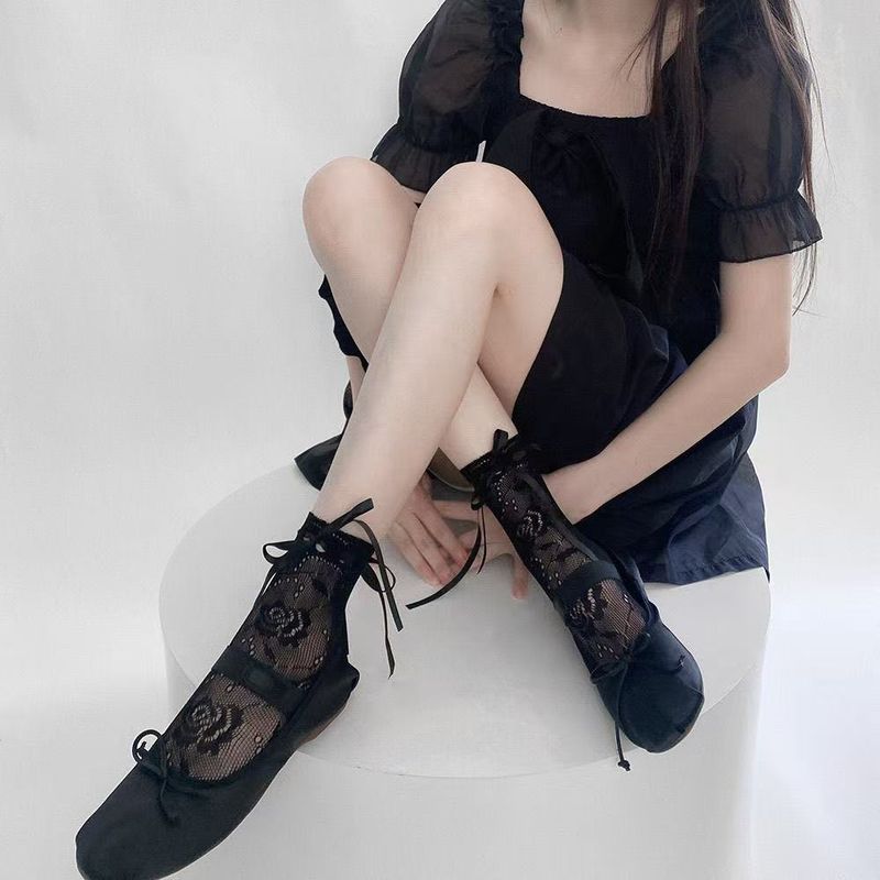 New Strap Short With Lace Trim Summer Bowknot Girl Thin Socks_voghion.com