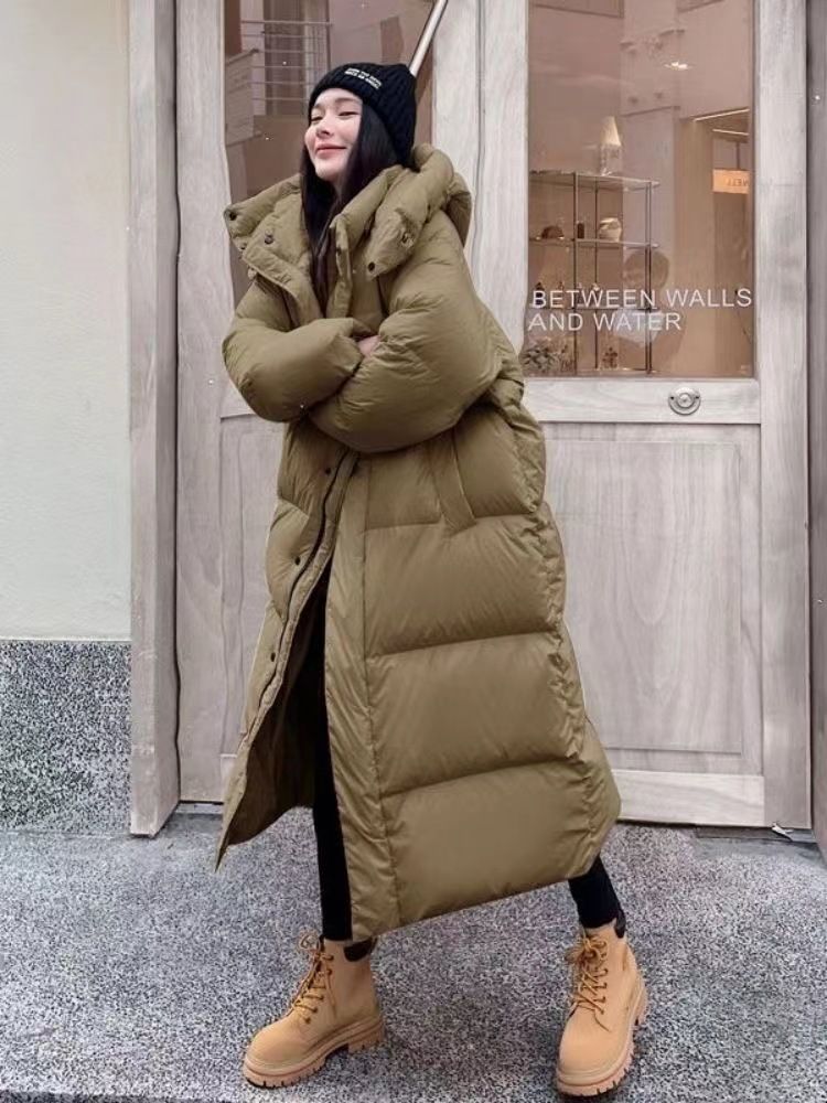 Women's Oversized Hooded Long Puffer Coat Winter Warm Thick Down Alternative Jacket With Pockets (Pink, Black, Khaki, Beige)_voghion.com