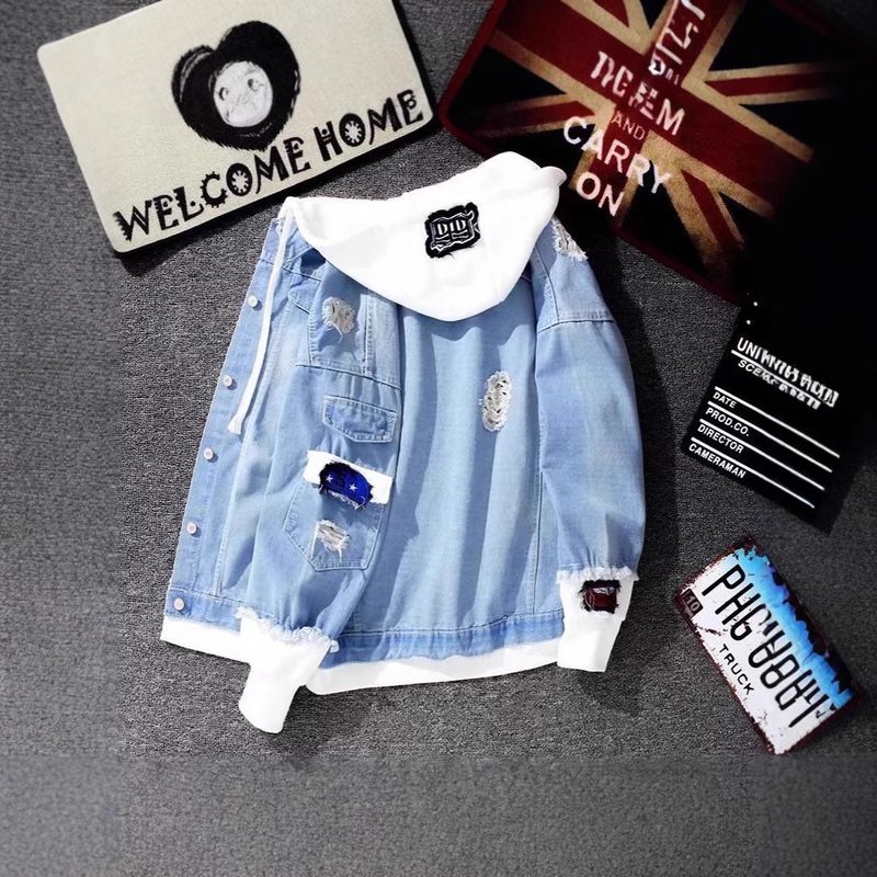 Hooded Denim Men's 2025 Spring And Autumn New Loose BF Style Jacket Student Salt Fried Street Top Trend_voghion.com