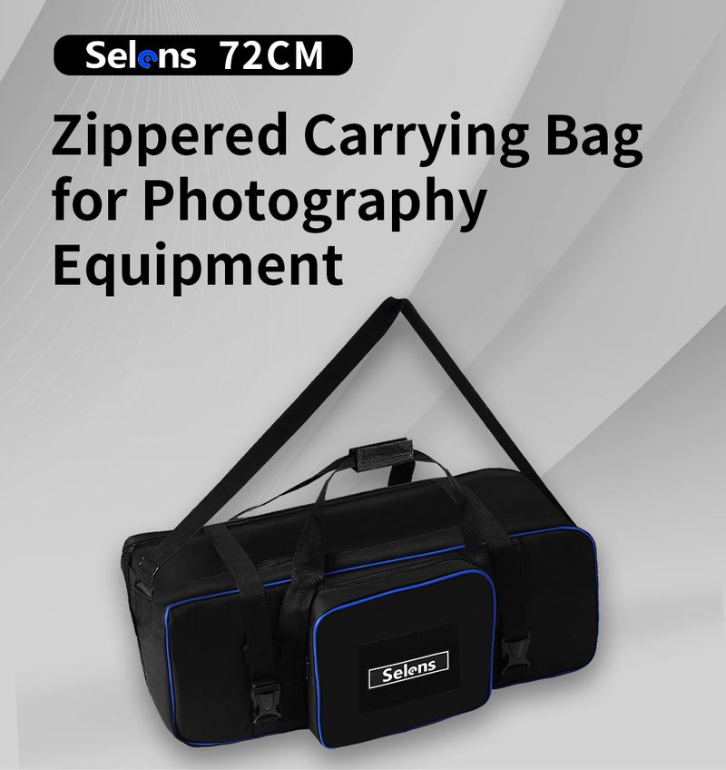 Fotobeleuchtungsset, Ausrüstungspolster, Reißverschluss, Tragetasche, Größe 72 x 22 x 25 cm/28,3 x 8,6 x 9,8 Zoll, für Lichtstativschirme_voghion.com