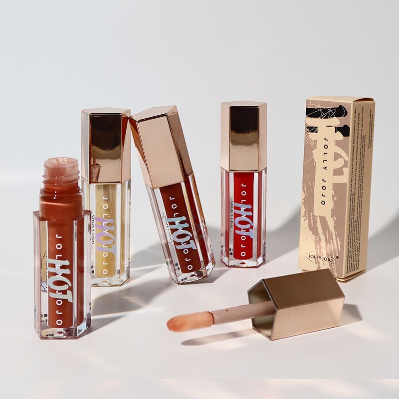 JOJO otte-farvet gennemsigtig lipgloss vandglans spejl lip glaze fugtgivende læbestift makeup engros_voghion.com
