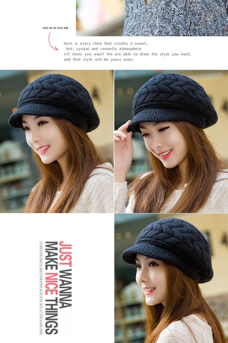 Women's Hats Middle Aged And Elderly Autumn And Winter Warm Knitted Wool Hat Plus Velvet Fashionable All Match Beret Hat Women Winter_voghion.com