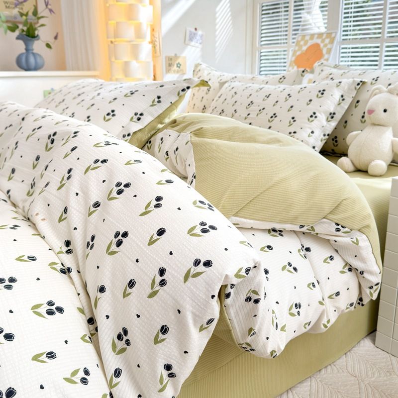 Set di quattro pezzi in cotone jacquard super morbido di classe A, adatto alla pelle di neonati e bambini, traspirante e assorbente._voghion.com