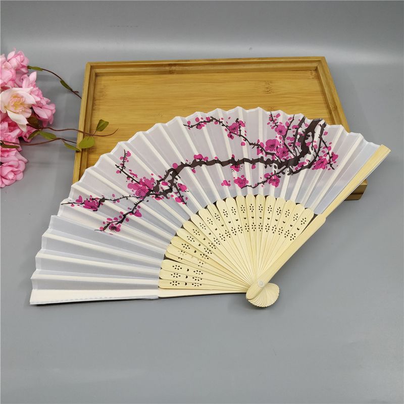 21cm Ink Painting Gift Silk Classical Plum Blossom Printed Cloth Fan Craft_voghion.com