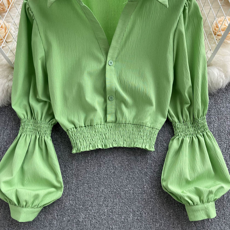 Camicie da donna con maniche a sbuffo, camicie sciancrate, corte, chic, eleganti, belle, eleganti, bianche_voghion.com