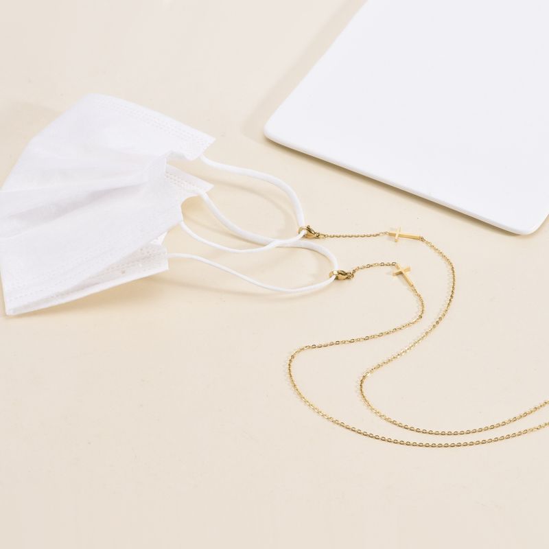 Accessories Simple Elegant Multi-use Anti-slip Hanging Titanium Steel Cross Mask Chain For Women_voghion.com