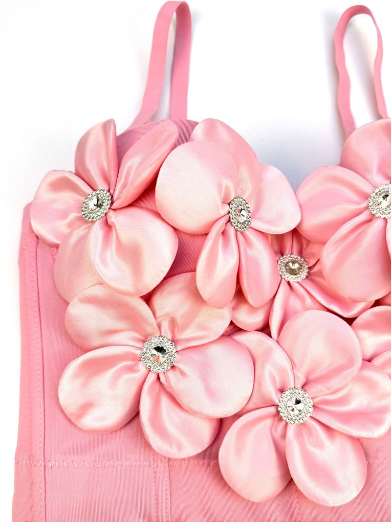 Women's Clothing White Three Dimensional Flower Sexy Bra Fishbone Bra With Coasters High End Outer Wear Body Shaping Camisole_voghion.com