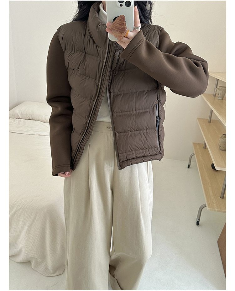 Women Down Cotton Jackets Autumn Winter Casual Patchwork Long Sleeve Quilted Coats American Style Female Short Warm Coats_voghion.com